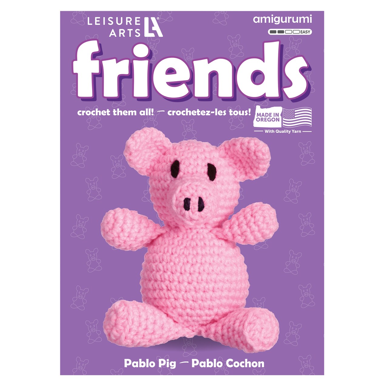 Leisure Arts - Crochet Kits, Friends Pablo Pig, 3", crochet kit for beginners, complete crochet kit, animal crochet kits, crochet animal kit, DIY amigurumi crochet kits